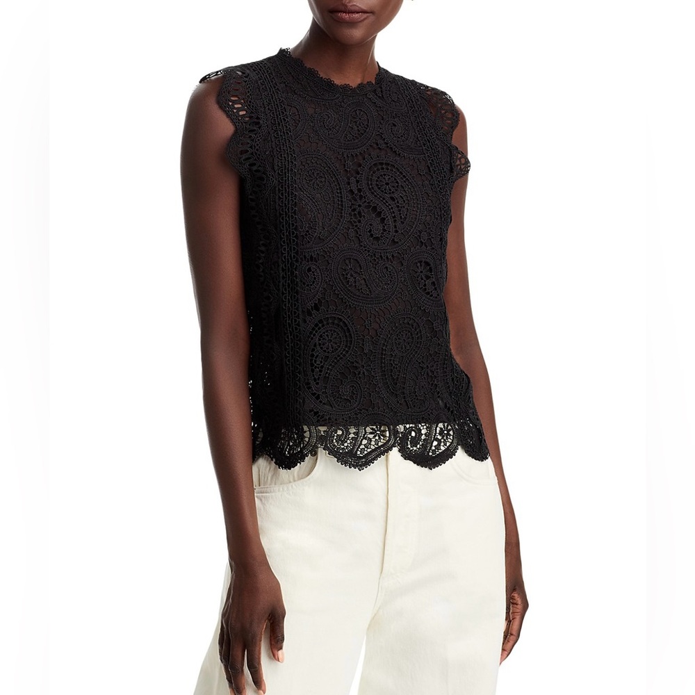 AQUA Bloomingdale’s Paisley Lace Top Work Date Night Blouse 🖤